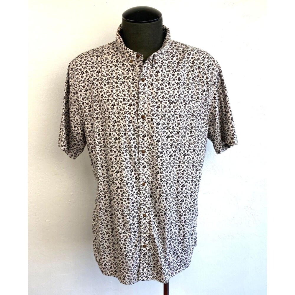 Quicksilver Minikani Floral Mens XXL Cotton Shirt Button Down Short Sleeves